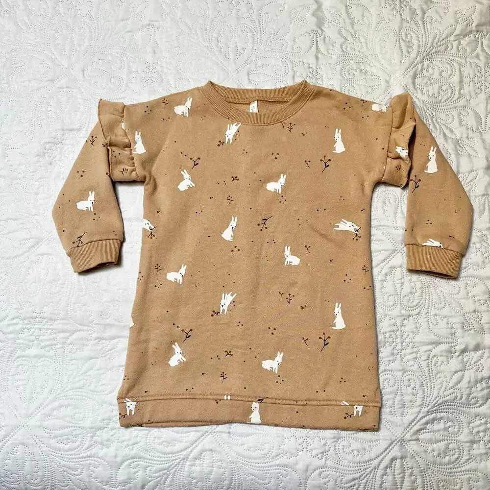 Rylee + Cru Snow Bunny Ruffle Sweatshirt Dress Size 2/3